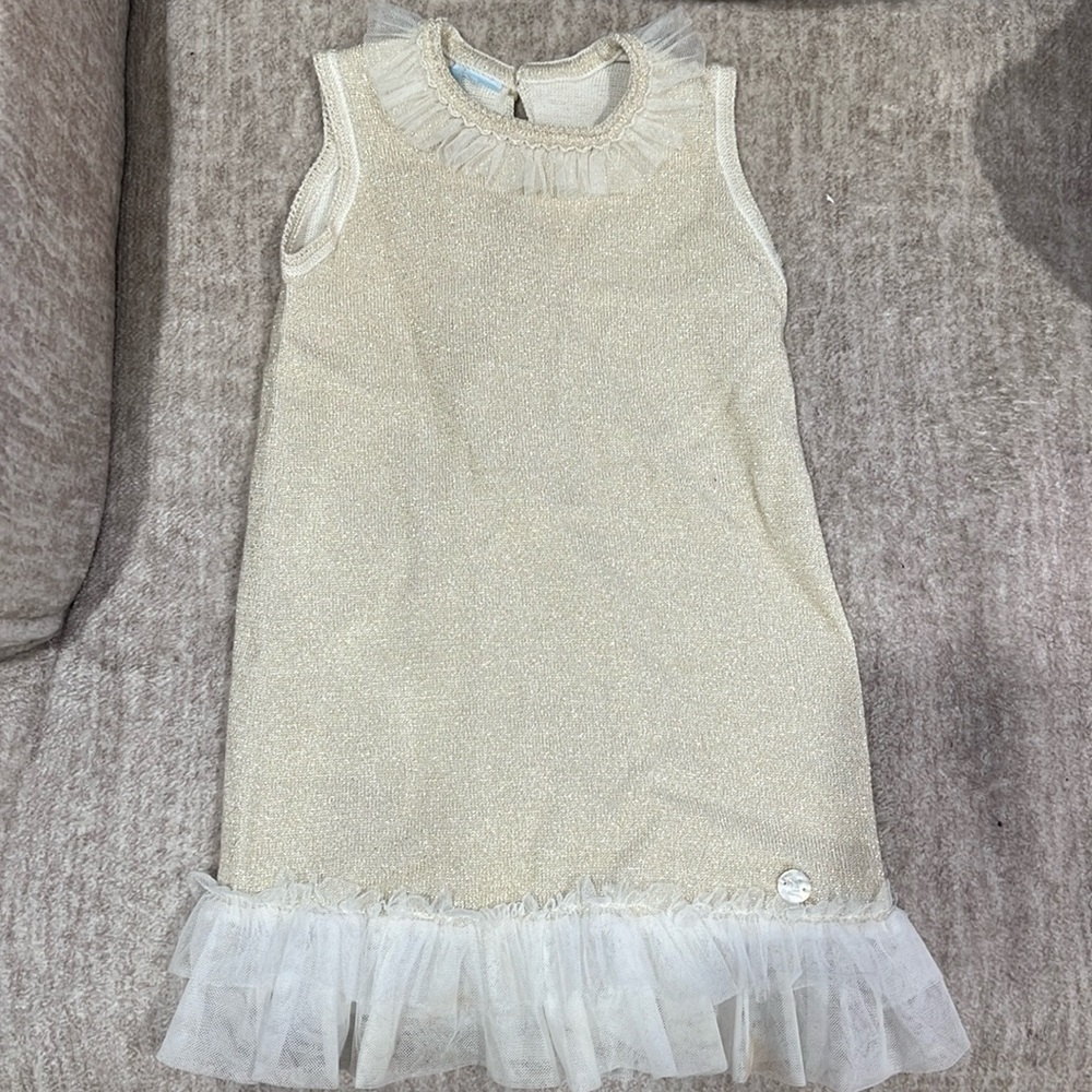 Artesanía Granlei Knitted Gold Tulle Dress